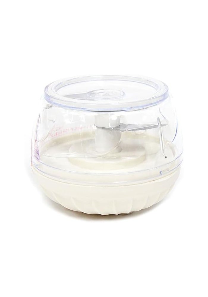 DAISO Mini Handle Vegetable Cutter - Off White & Clear Manual Food Processor - Image 1